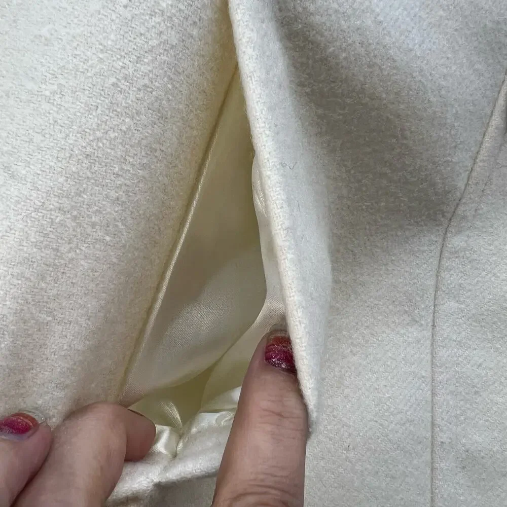 Banana Republic Pea Coat Women's Size S White 48% Wool Classic Elegant Preppy - Picture 6 of 11